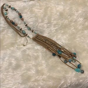 TURQUOISE & BROWN long BOHO necklace